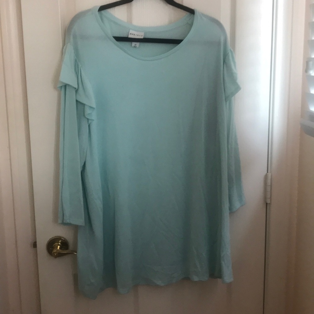 Ruffled blue sweater